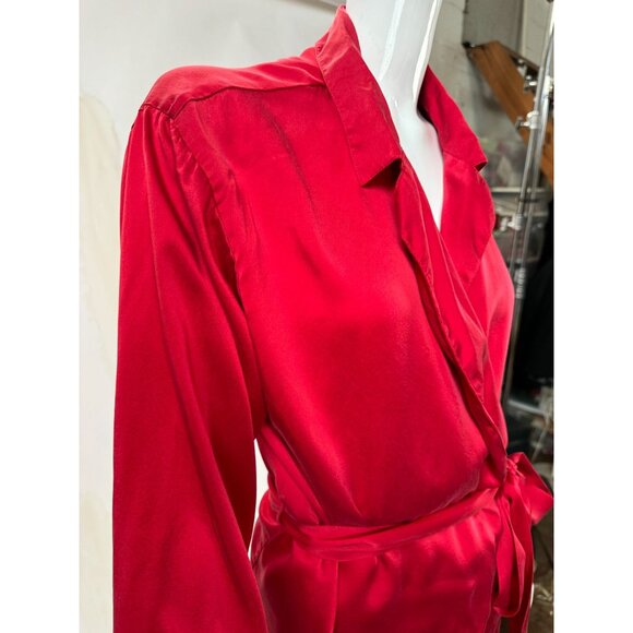 Marilyn Monroe By Warners Satin Red Wrap Robe With Belt & Embroidered Logo - Picture 16 of 16
